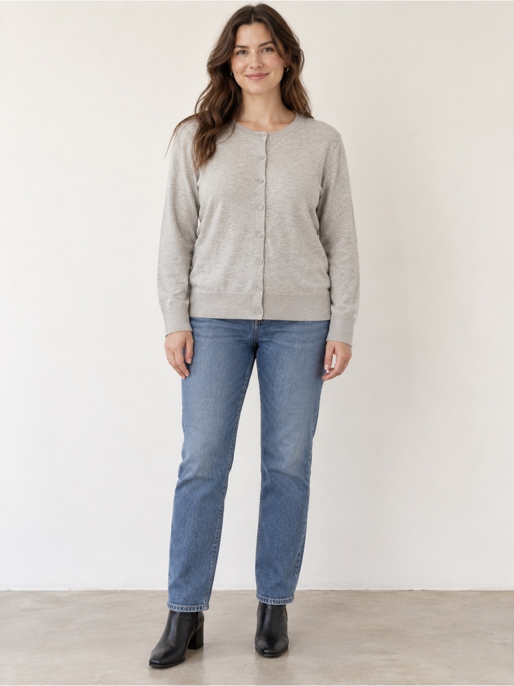 Gap Heather Gray 100% Cotton Button Front Cardigan Sweater Women’s Large